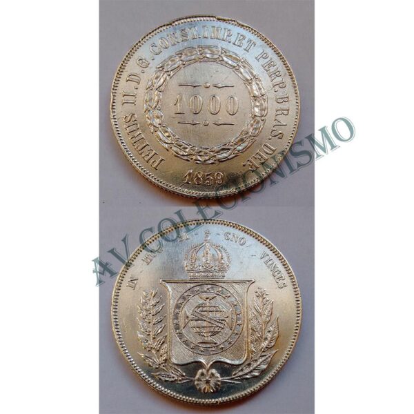 MPR 607 - Moeda 1000 réis - Prata - 1859 - SOB