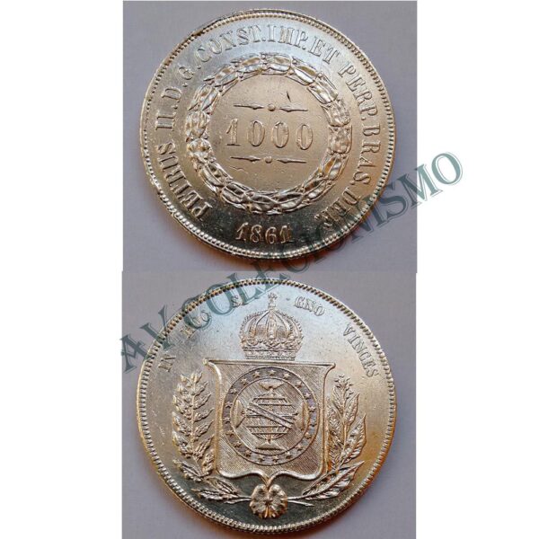 MPR 609 - Moeda 1000 réis - Prata - 1861 - SOB