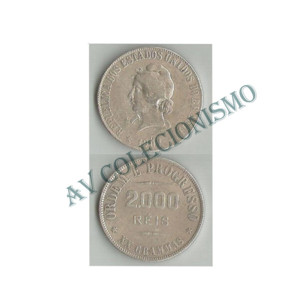 MPR 696 - Moeda 2000 réis - Prata - 1907 - MBC