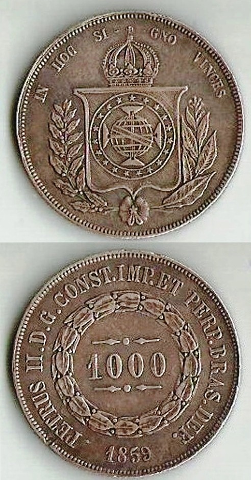 MPR 607 - Moeda 1000 réis - Prata - 1859 - FC