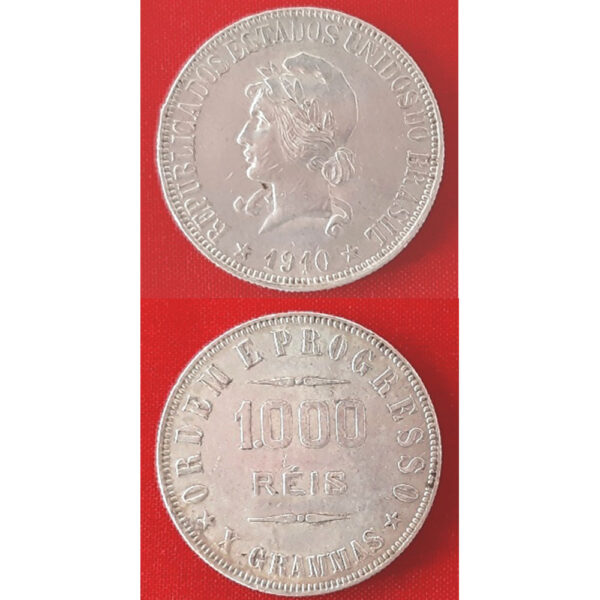 MPR 690 - Moeda 1000 réis - Prata - 1910 - SOB