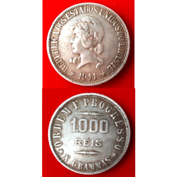 MPR 691 - Moeda 1000 réis - Prata - 1911 - SOB