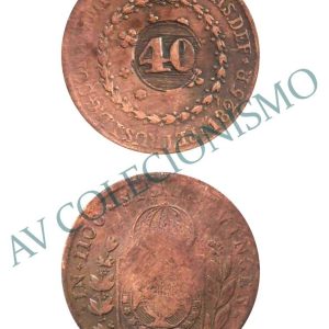 MCO 624 - Moeda Cobre - 80 réis com carimbo de 40 - 1825R - MBC