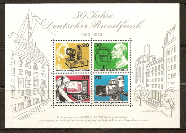 Berlin - Bloco Museu de  telecomunicações  - 1973 - MINT