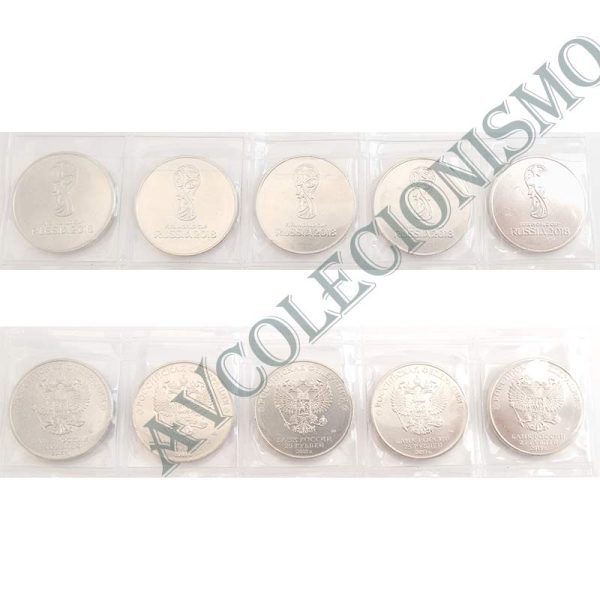 Lote com 5 Moedas Rússia - Copa de Futebol Mundial - 2018
