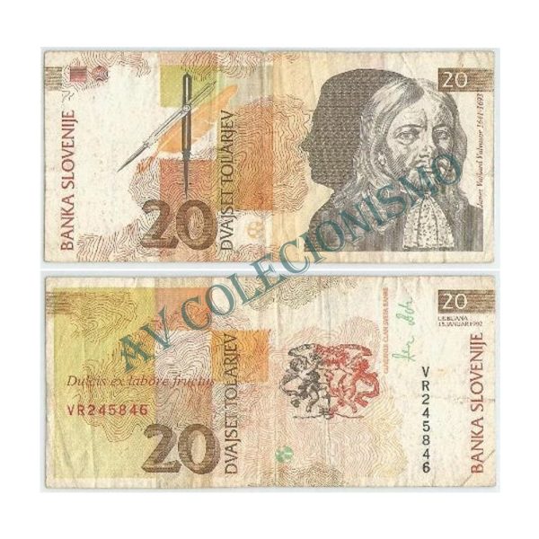 Cédula - Eslovenia - Km012 - 20 Tolarjev - 1992 - FE
