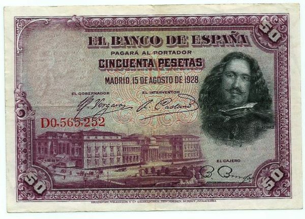 Cédula - Espanha - Km075b - 50 Pesetas -1928