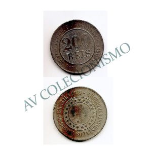 MNI 037A - Moeda 200 réis - Níquel - 1893 - Rev. Invertido