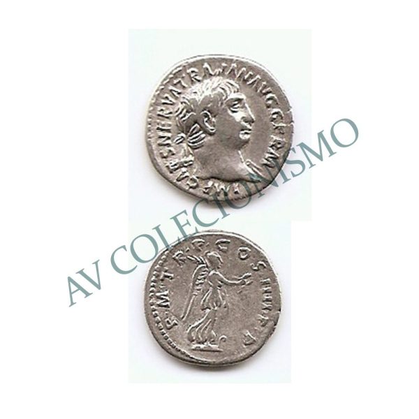 Moeda Império Romano - 1 DENÁRIO DE PRATA - Trajanus - 102 d.C