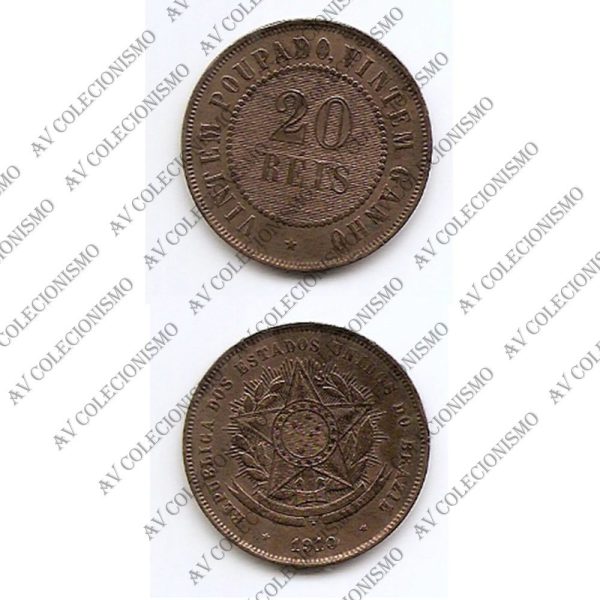 MBZ 813 - Moeda 20 Réis - Bronze - 1910 - MBC