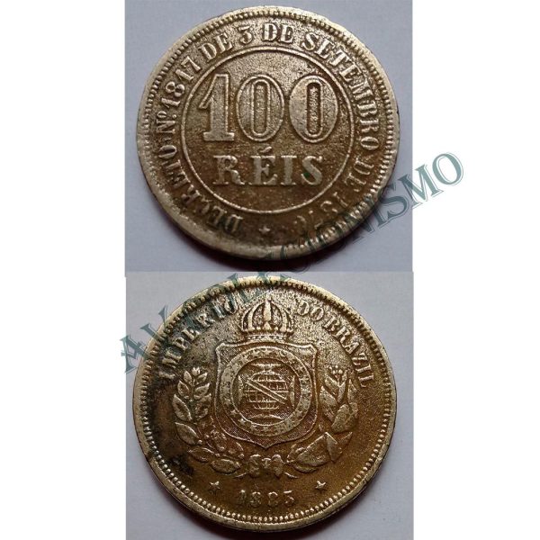 MNI 016 - Moeda 100 réis - Niquel - 1883 -  MBC/SOB