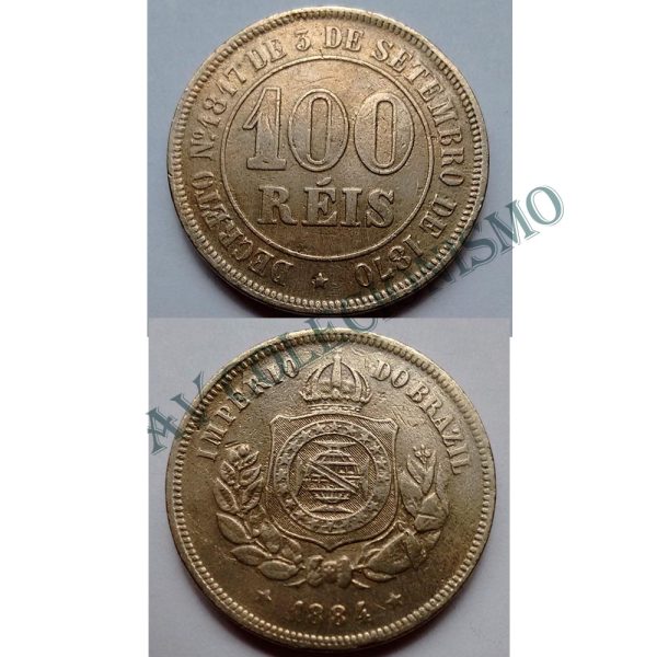 MNI 017 - Moeda 100 réis - Niquel - 1884 -  SOB