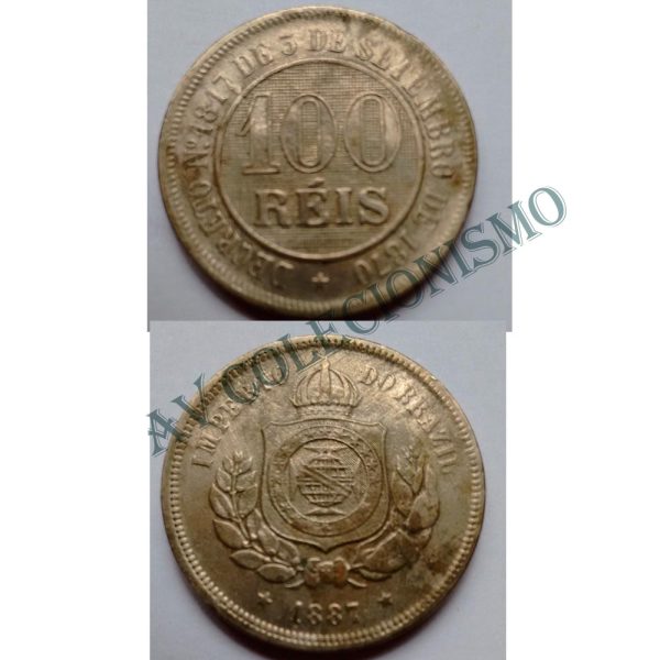 MNI 020 - Moeda 100 réis - Niquel - 1887 -  SOB