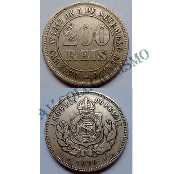 MNI 026 - Moeda 200 réis - Níquel - 1876 - SOB