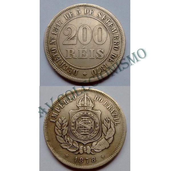 MNI 028 - Moeda 200 réis - Níquel - 1878 - SOB