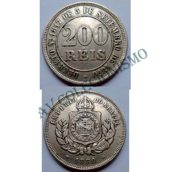 MNI 029 - Moeda 200 réis - Níquel - 1880 - SOB