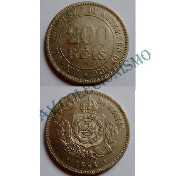 MNI 031 - Moeda 200 réis - Níquel - 1884 - SOB