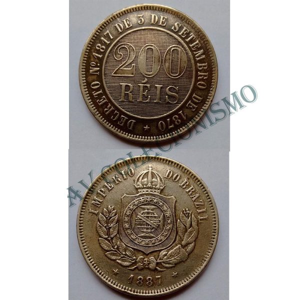 MNI 033 - Moeda 200 réis - Níquel - 1887 - SOB