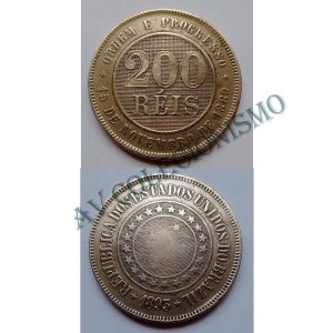 MNI 037- Moeda 200 réis - Níquel - 1893 - SOB