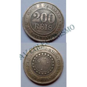 MNI 038 - Moeda 200 réis - Níquel - 1894 - SOB