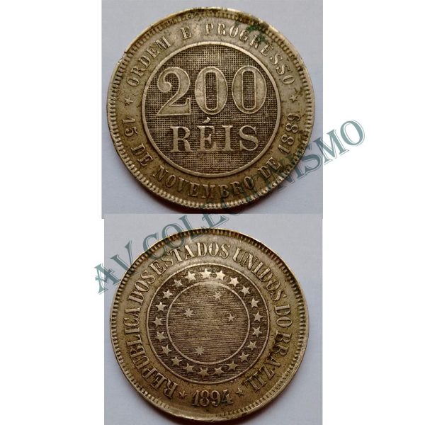 MNI 038 - Moeda 200 réis - Níquel - 1894 - SOB