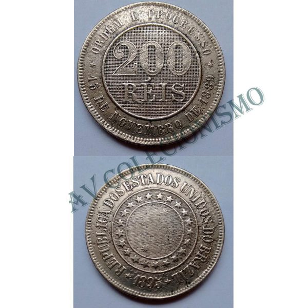 MNI 039 - Moeda 200 réis - Níquel - 1895 - SOB