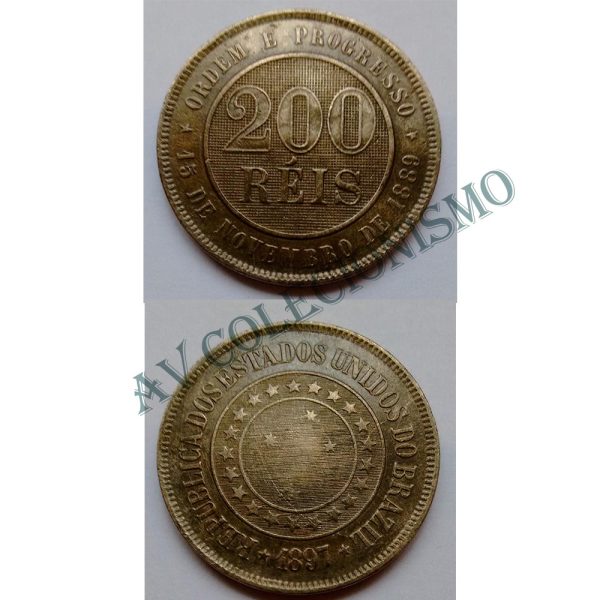 MNI 041 - Moeda 200 réis - Níquel - 1897 - SOB