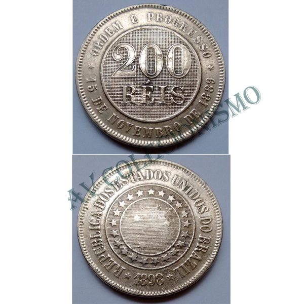 MNI 042 - Moeda 200 réis - Níquel - 1898 - SOB