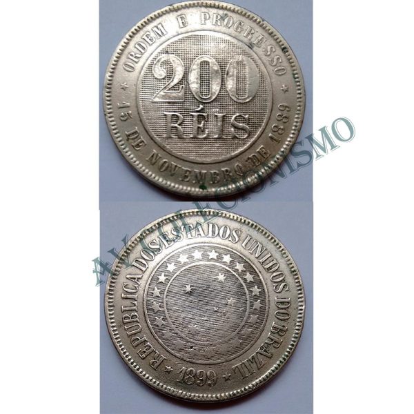 MNI 043 - Moeda 200 réis - Níquel - 1899 - SOB
