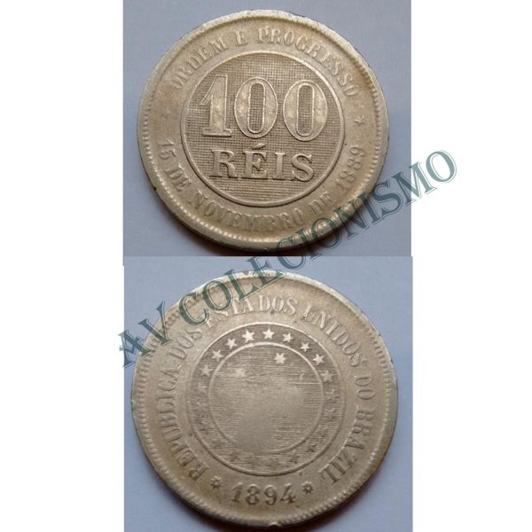 MNI 047 - Moeda 100 réis - Níquel - 1894 - SOB