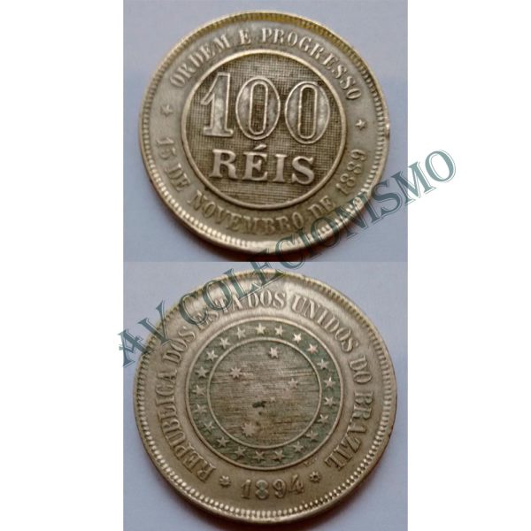 MNI 047 - Moeda 100 réis - Níquel - 1894 - SOB