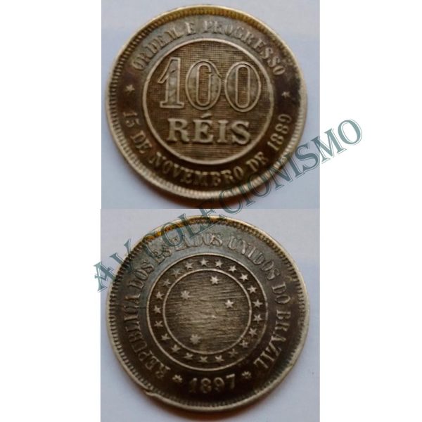 MNI 050 - Moeda 100 réis - Níquel - 1897 - SOB