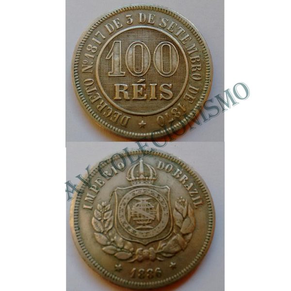 MNI 019 - Moeda 100 réis - Niquel - 1886 -  SOB