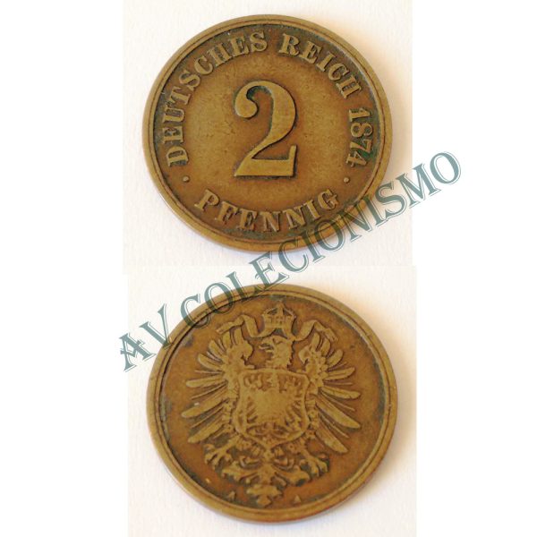 Moeda Alemanha - GEM - Km002 - 2 Pfennig - 1874A
