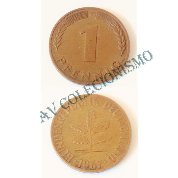 Moeda Alemanha - GFR - Km105 - 1 Pfennig - 1967G