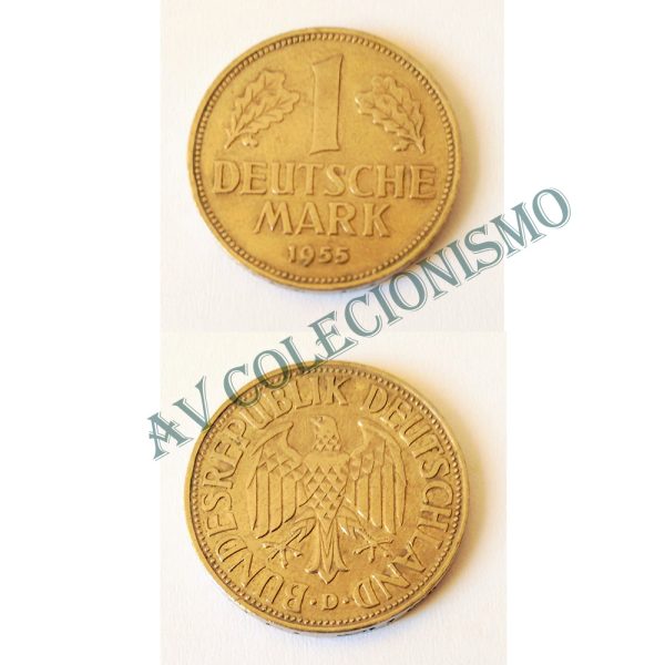 Moeda Alemanha - GFR - Km110 - 1 Mark - 1955D