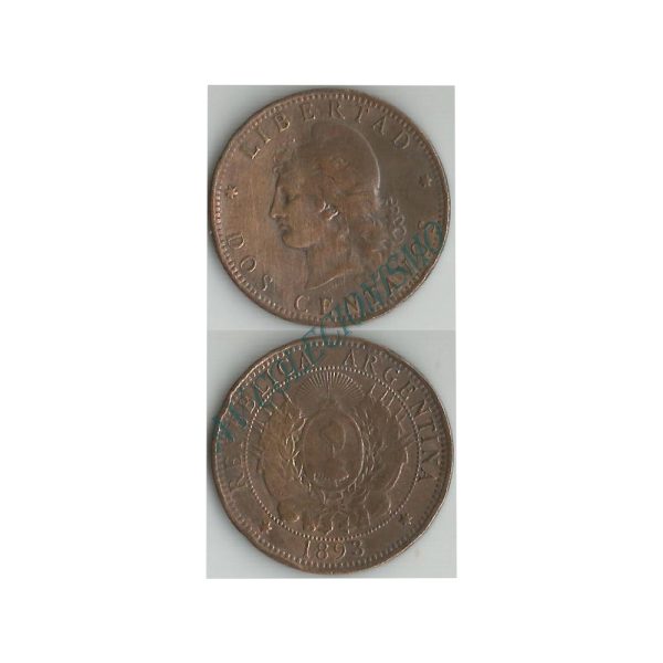Moeda Argentina - Km033 - 2 Centavos - 1893