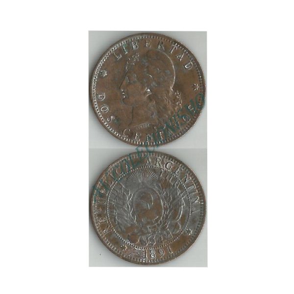 Moeda Argentina - Km033 - 2 Centavos - 1891