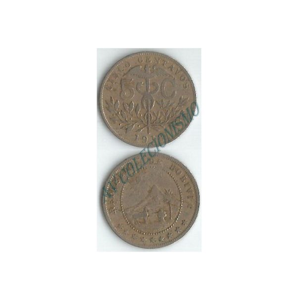 Moeda Bolivia - Km173.1  - 5 Centavos - 1918