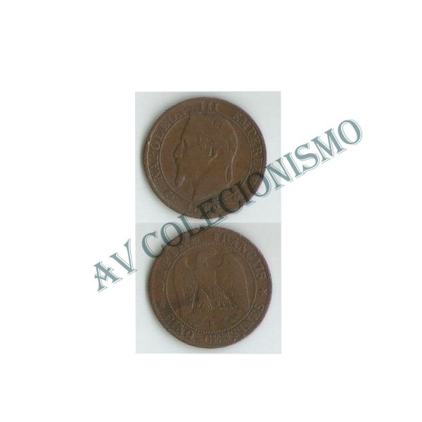 Moeda França - KM0797.3 - 5 Centavos - 1862k
