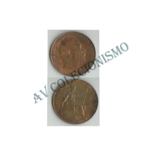 Moeda Inglaterra - Km0794.2 - 1 Penny - 1908