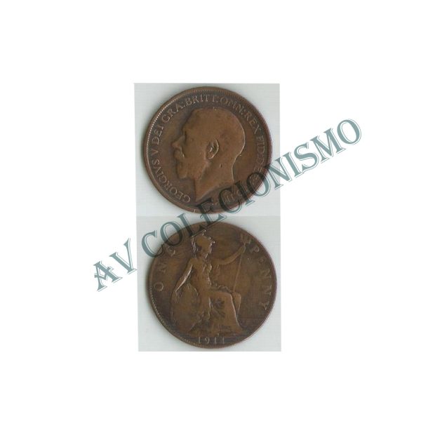 Moeda Inglaterra - Km0810 - 1 Penny - 1911