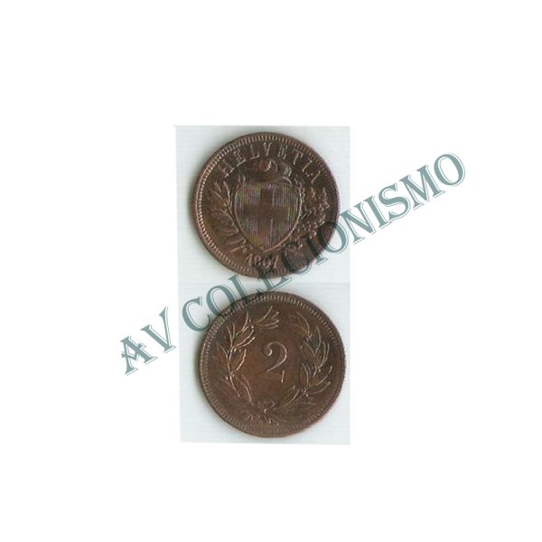 Moeda Suiça - Km004.2 - 2 Rappen - 1907b