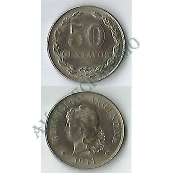 Moeda Argentina - Km039 - 50 Centavos - 1941