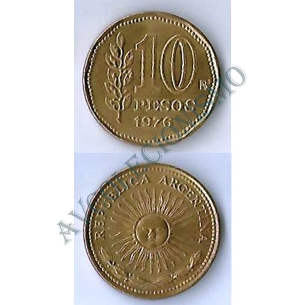 Moeda Argentina - Km072 - 10 Pesos - 1976