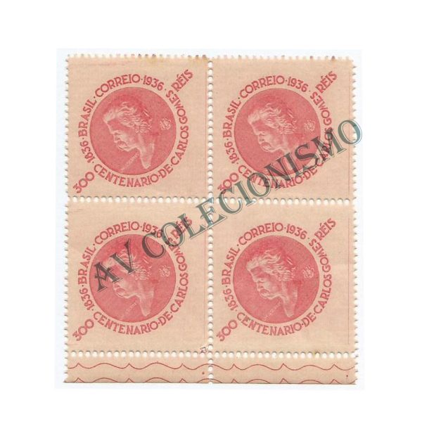 QC0107ES -  Quadra Sem Filigrana - Centenário de Carlos Gomes - 1936