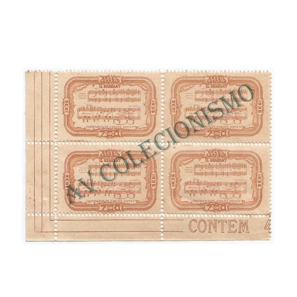 QC0109ES -  Quadra Sem Filigrana - Centenário de Carlos Gomes - 1936