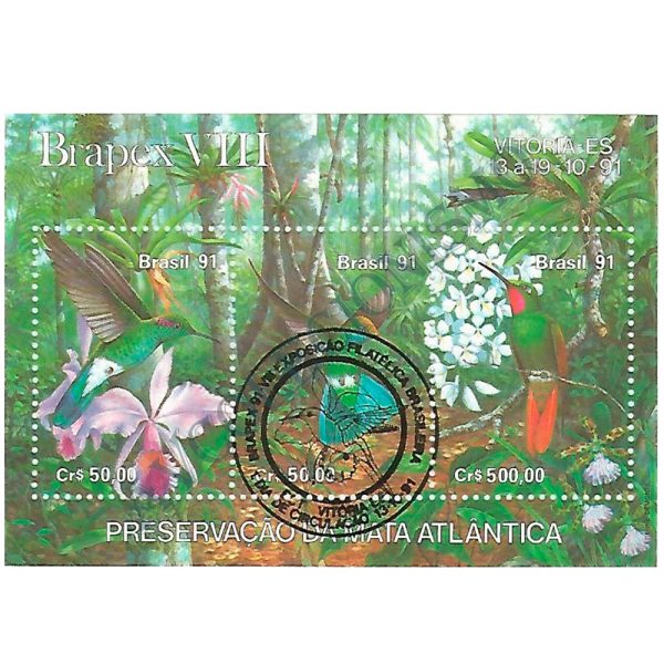 B088 CBC - Bloco BRAPEX 91 - VIII Exposição Filatélica Brasileira - Vitória/ES - Preservação da Mata Atlântica - 1991