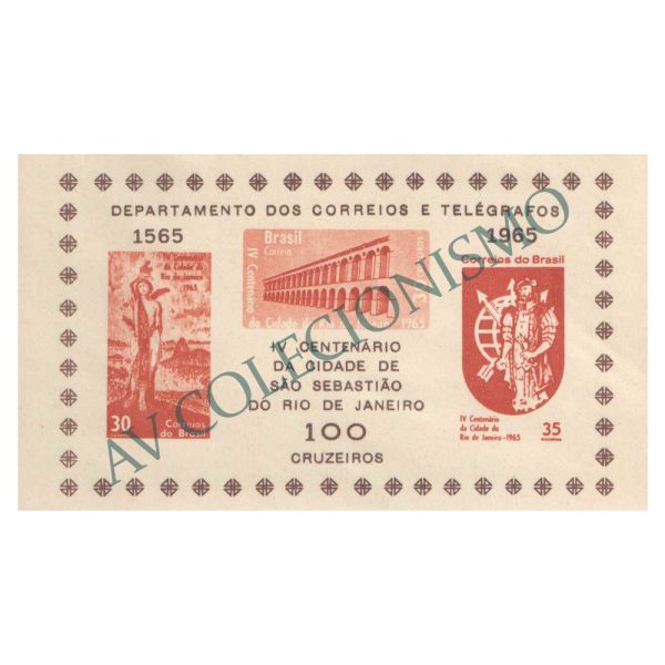 B016 - Bloco 4o Centenário do Rio de Janeiro - 1965 - MINT