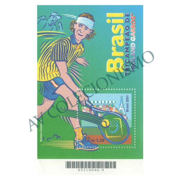 B121 - Brasil Tricampeão Roland Garros - Tenis - Gustavo Kuerten - 2001 - MINT